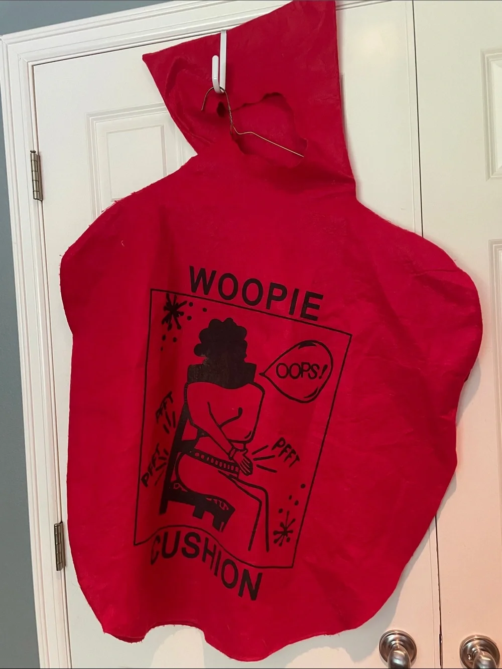 Woopie Cushion Red Hooded Halloween Costume. One size. Fits young teenager.